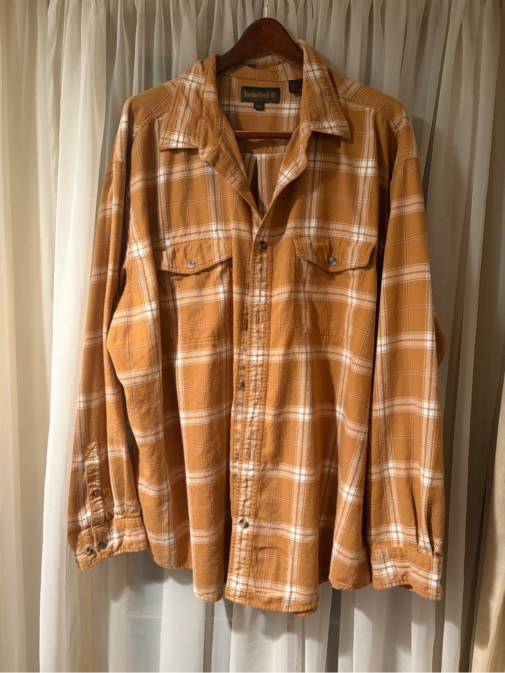 Timberland Men's Mustard Plaid Button-Front Shirt Jacket